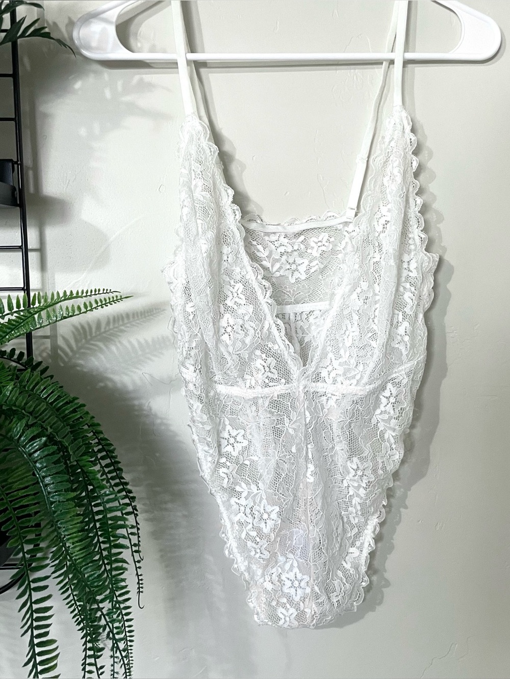 sheer floral white lace bodysuit